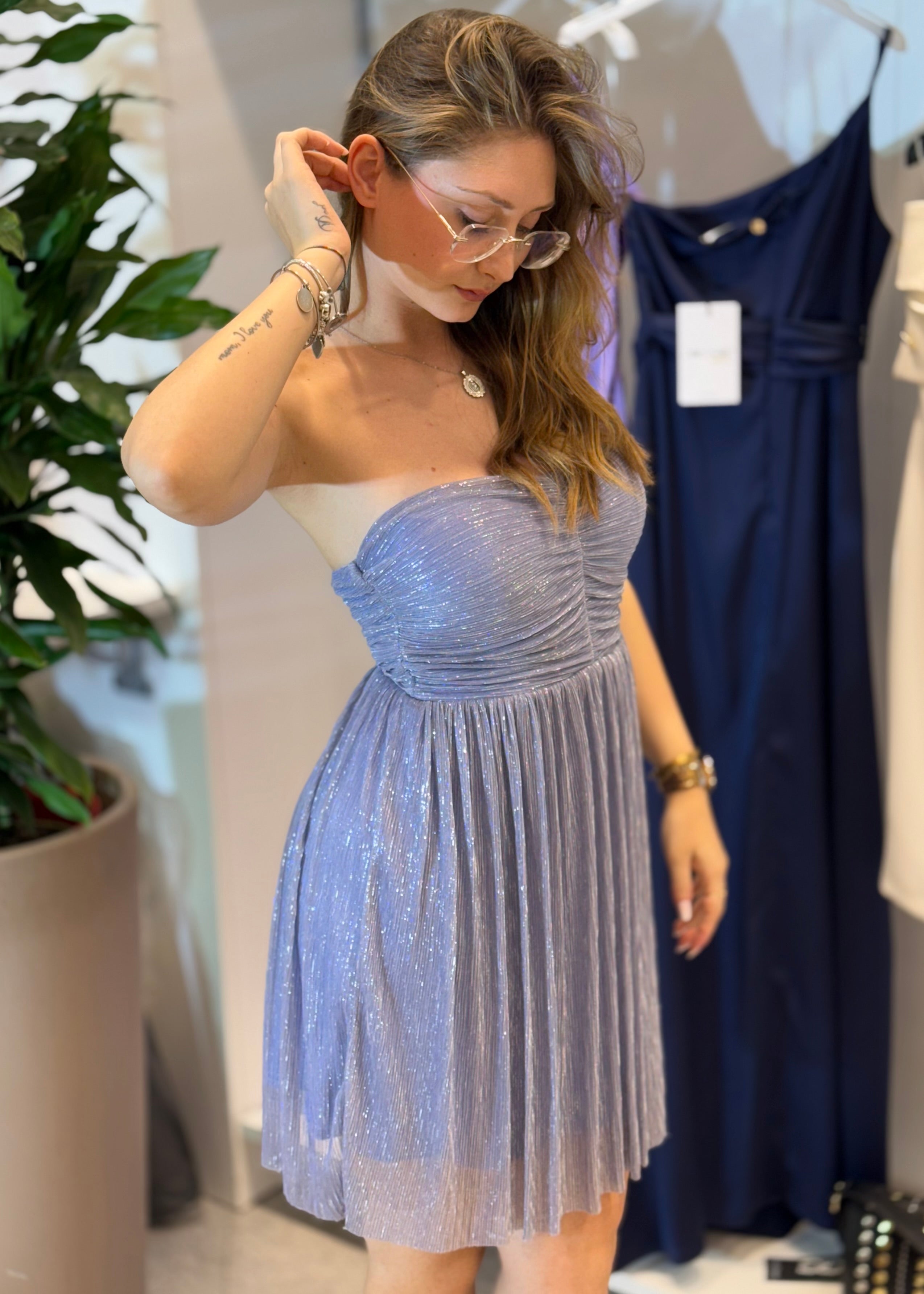 JE-NE - Abito glicine lurex donna