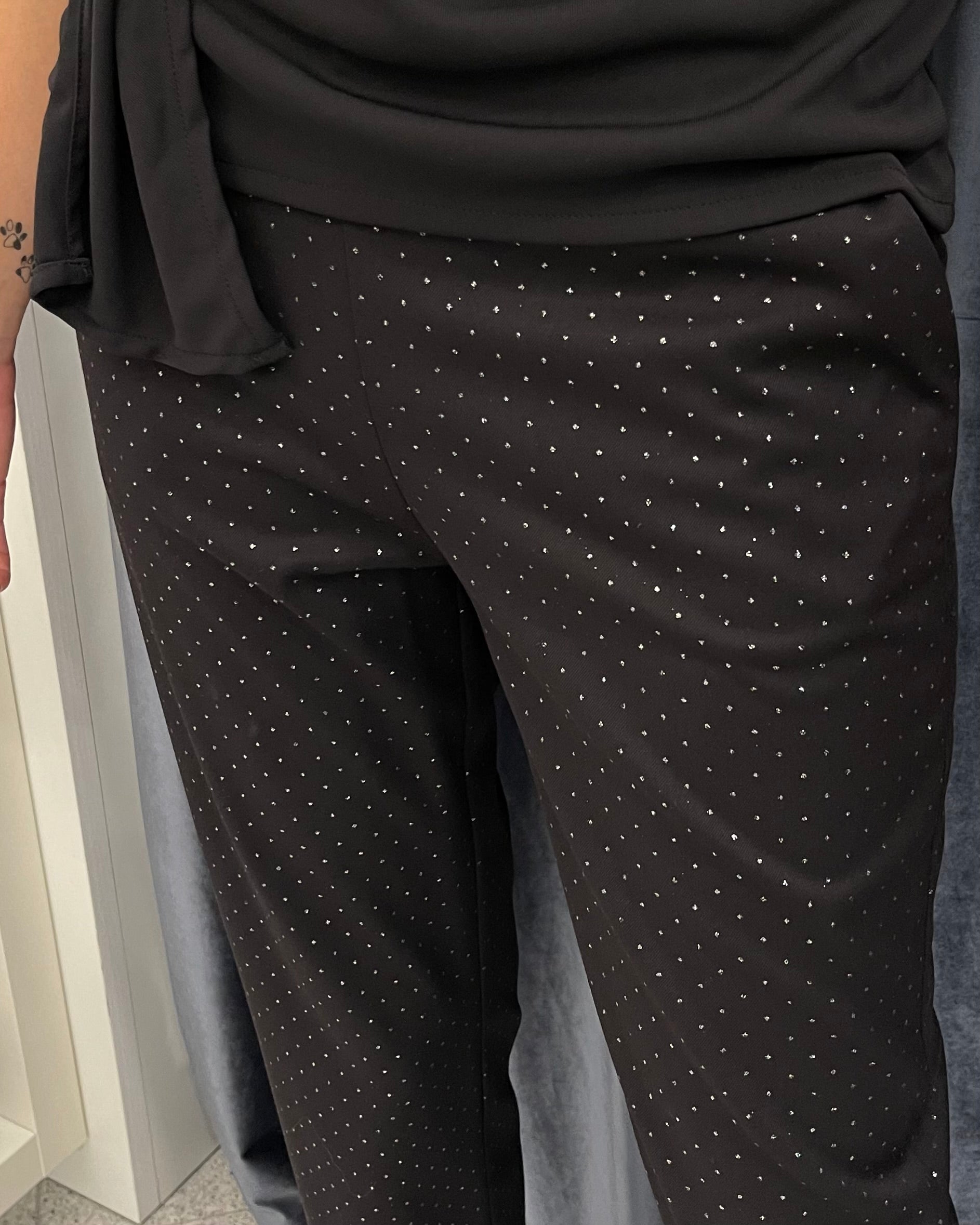 JE-NE - Pantalone nero brillantinato