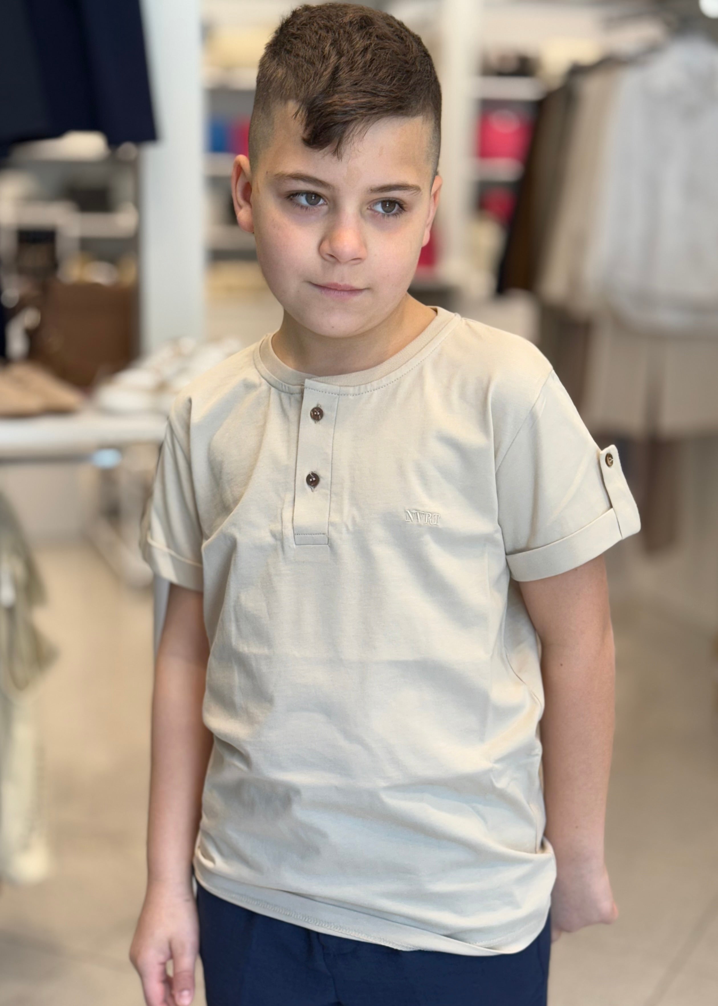 NEVER TOO - T-shirt serafino safari bambino