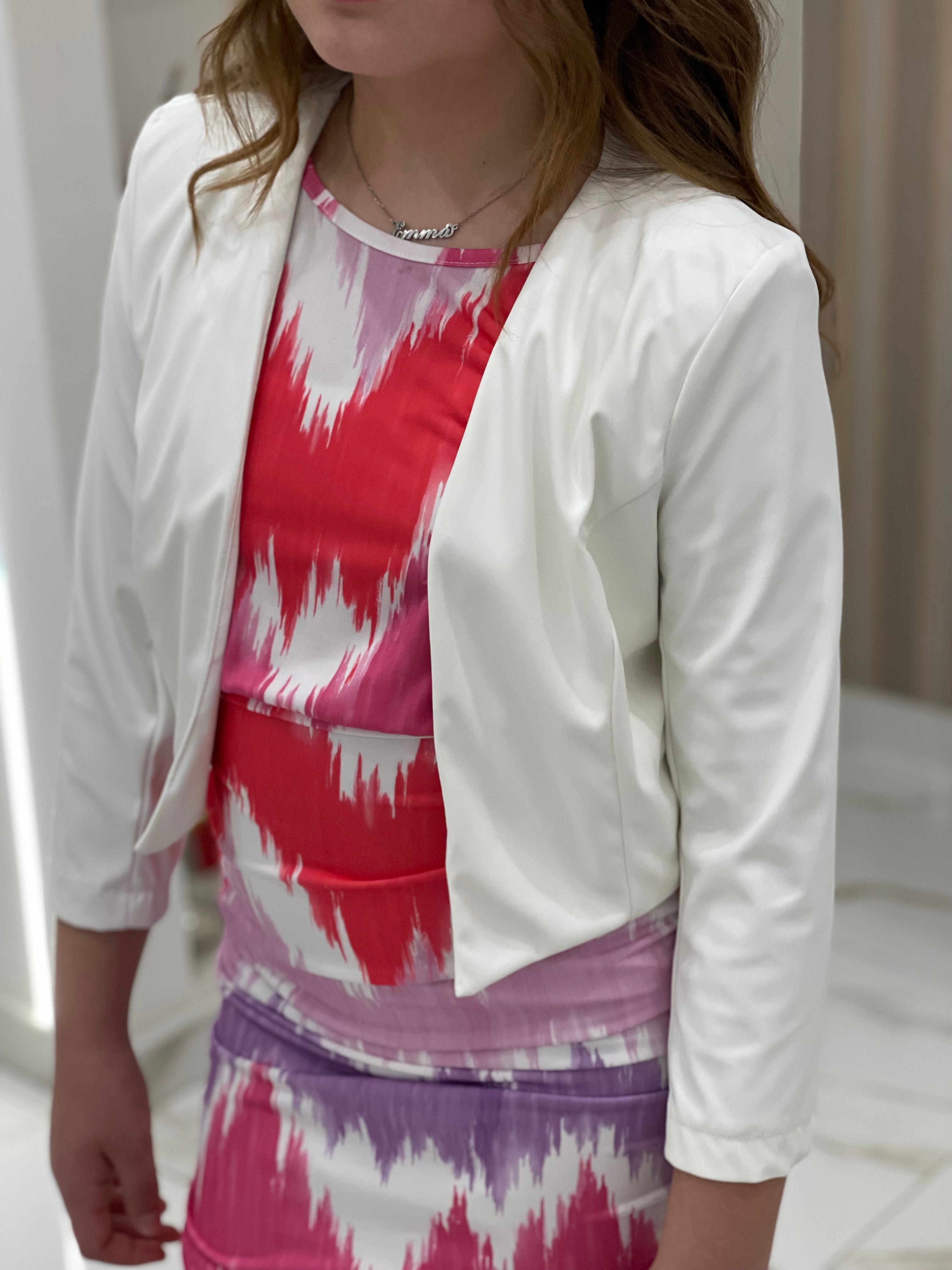 J'AIME - Giacca crop in pelle bianca bambina