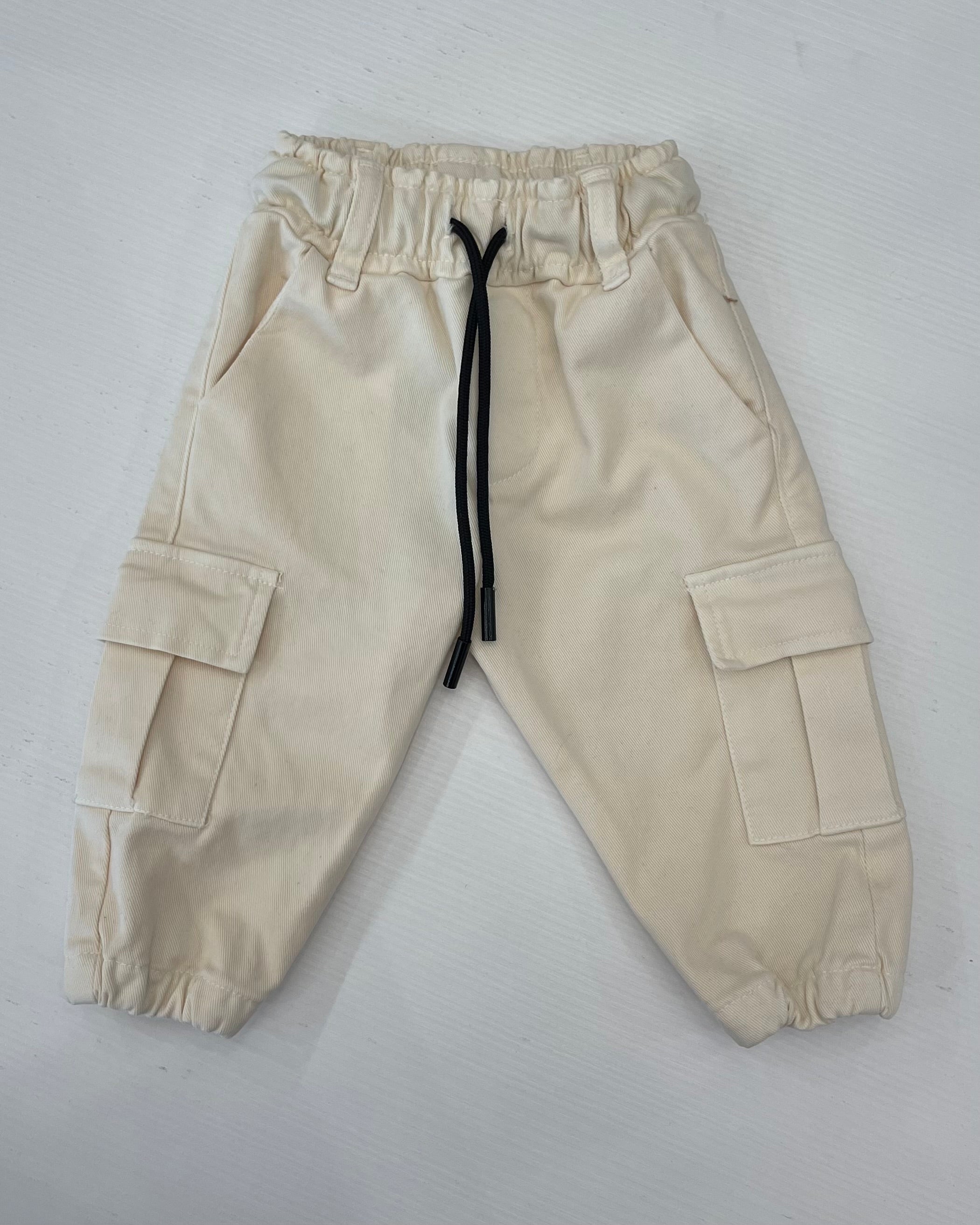 NEVER TOO - Pantalone cargo panna bambino