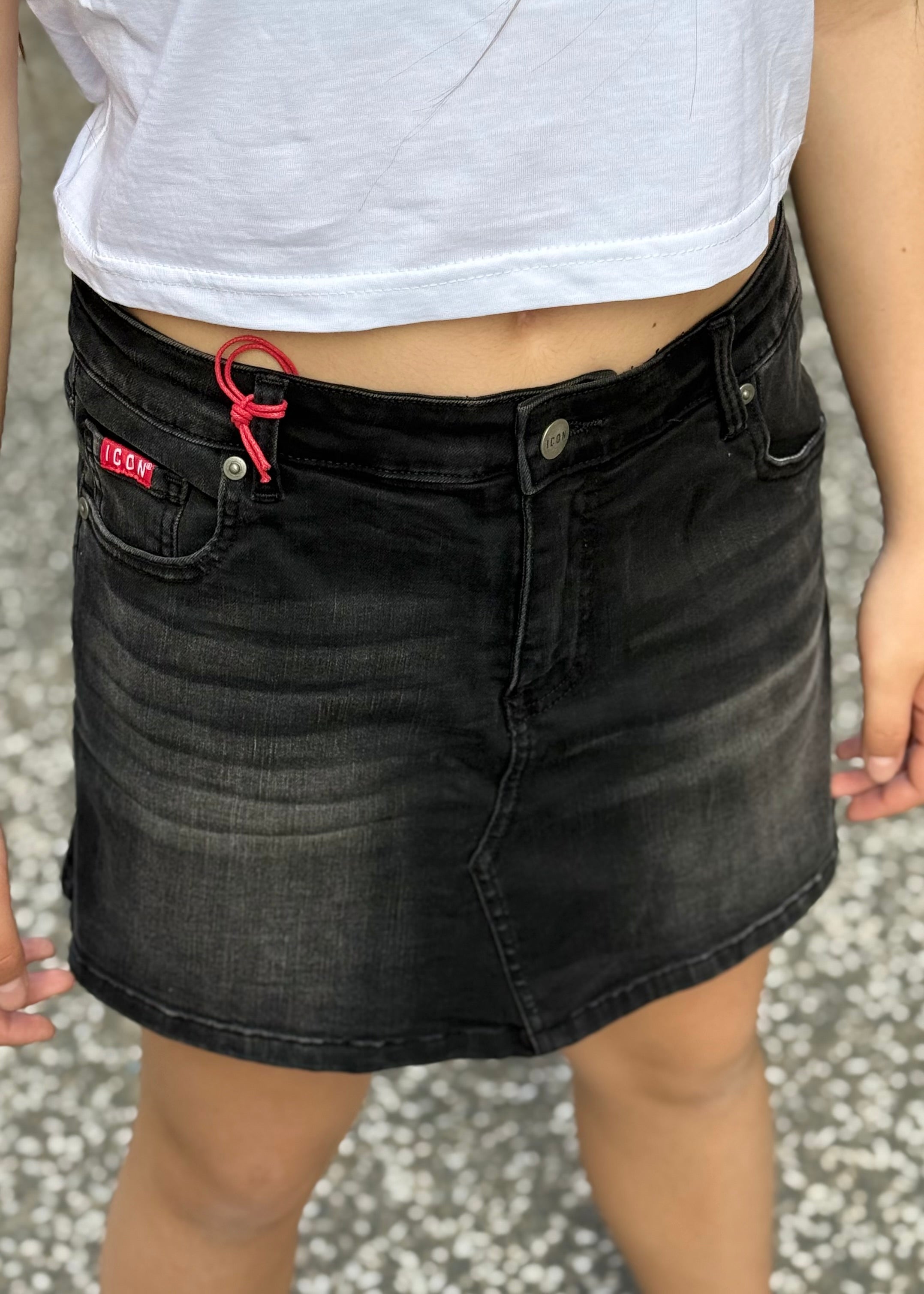 ICON - Pantagonna nero in denim bambina