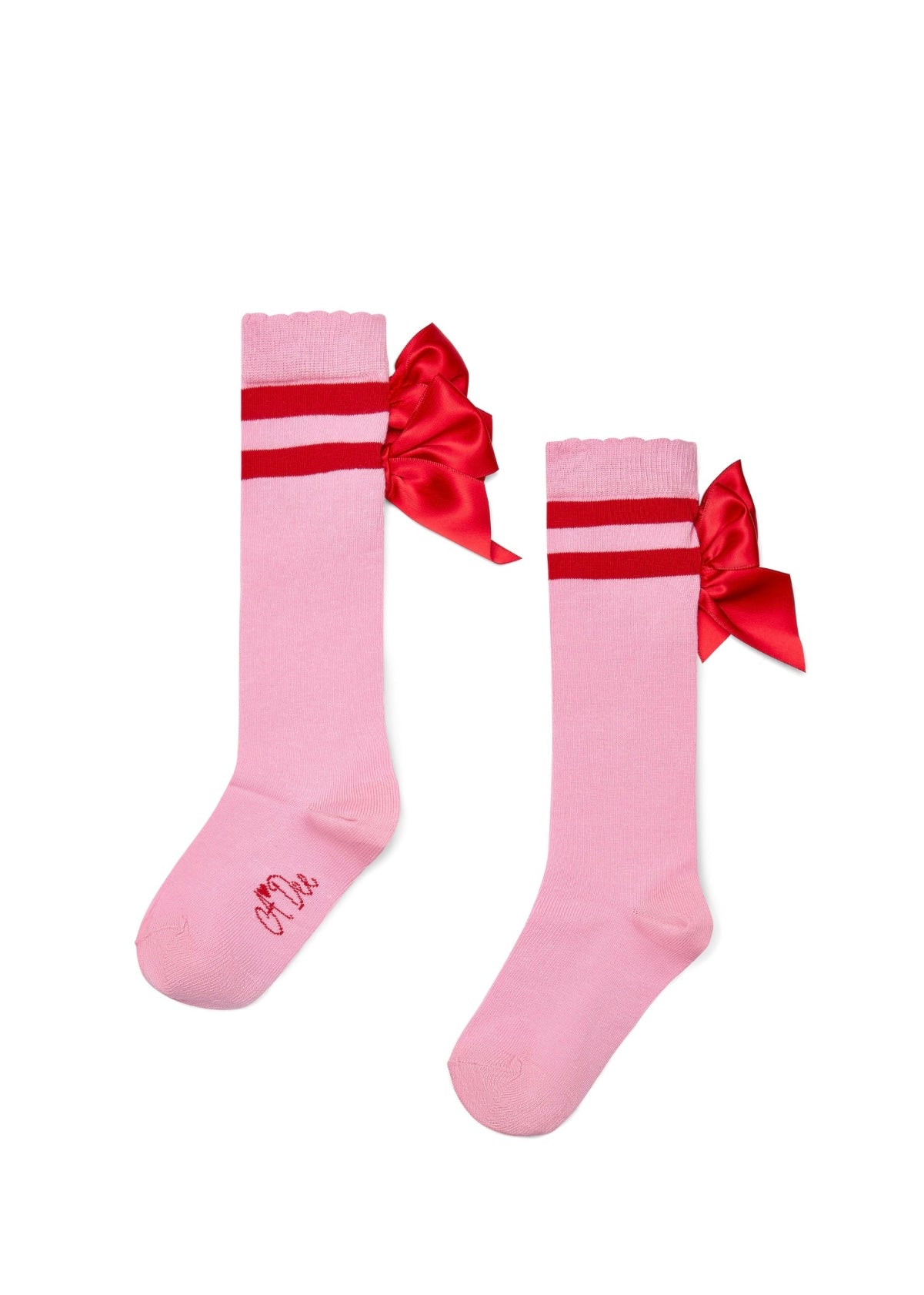 A-DEE - Calza rosa con fiocco rosso bambina