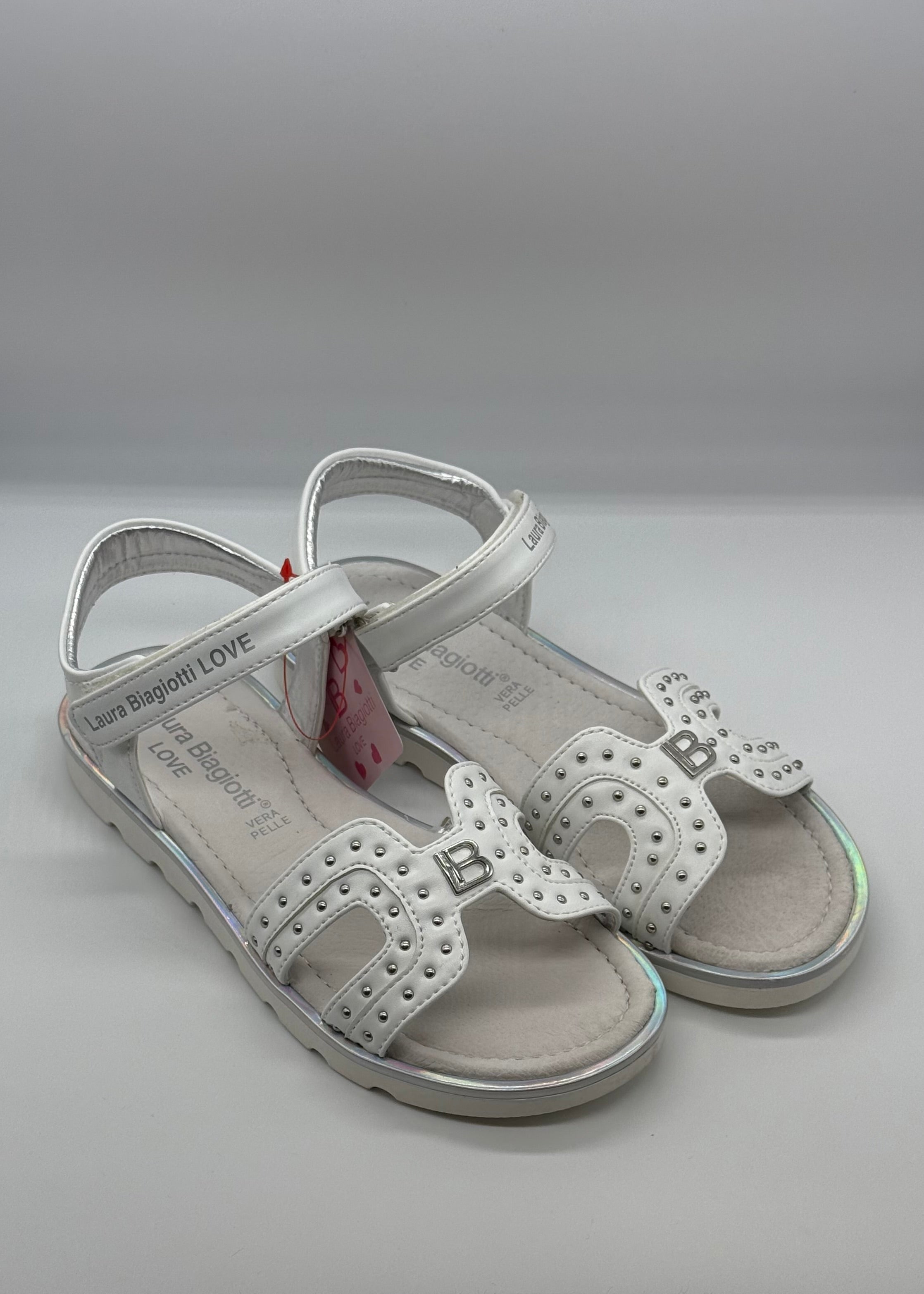 LAURA BIAGIOTTI - Sandalo con borchie argento bambina