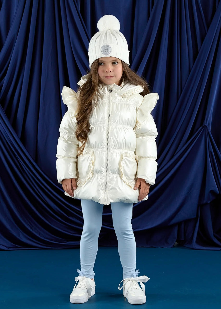 A-DEE - Cappello bianco con pon pon bambina