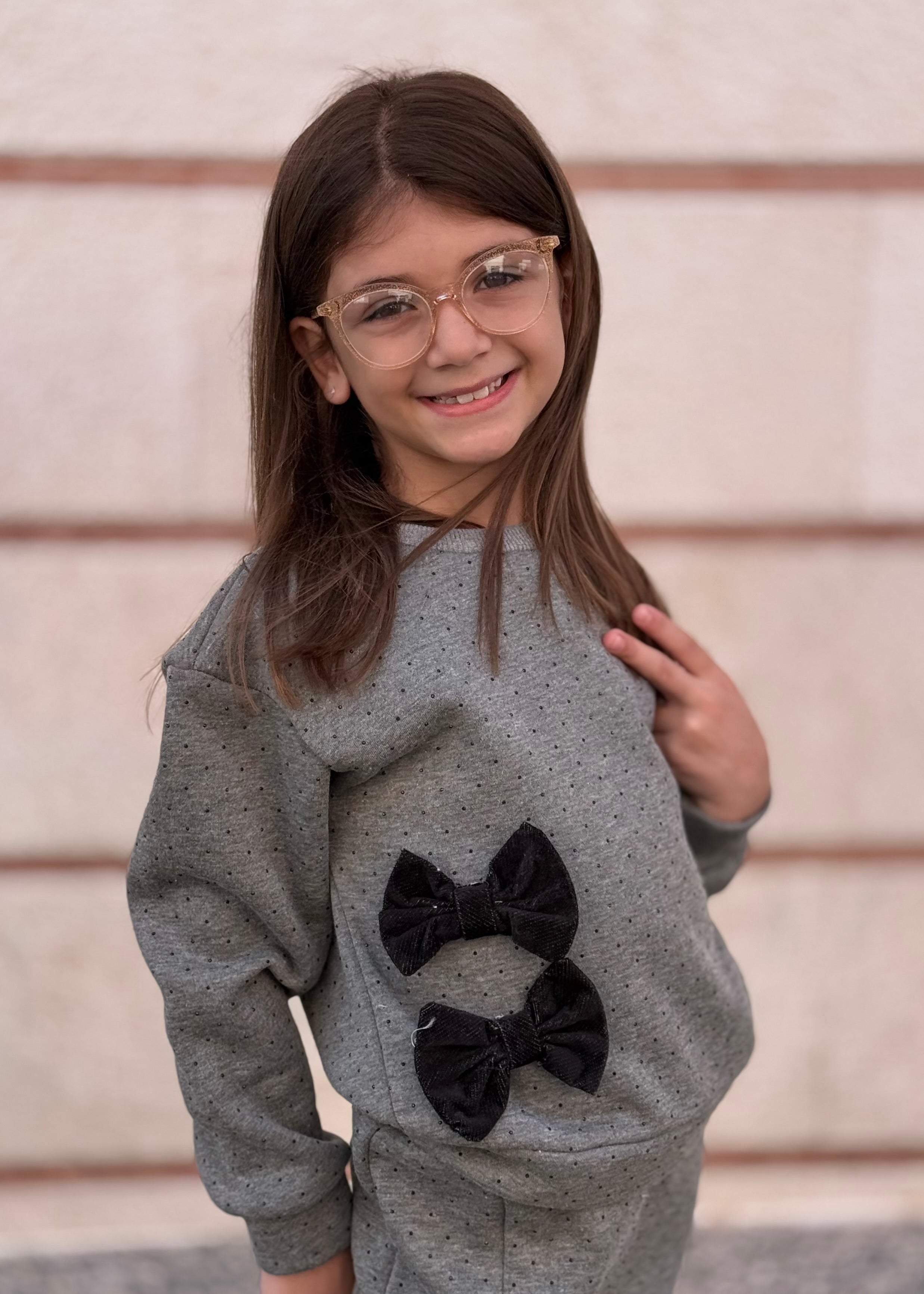 JANICE - Felpa con strass e fiocchi bambina