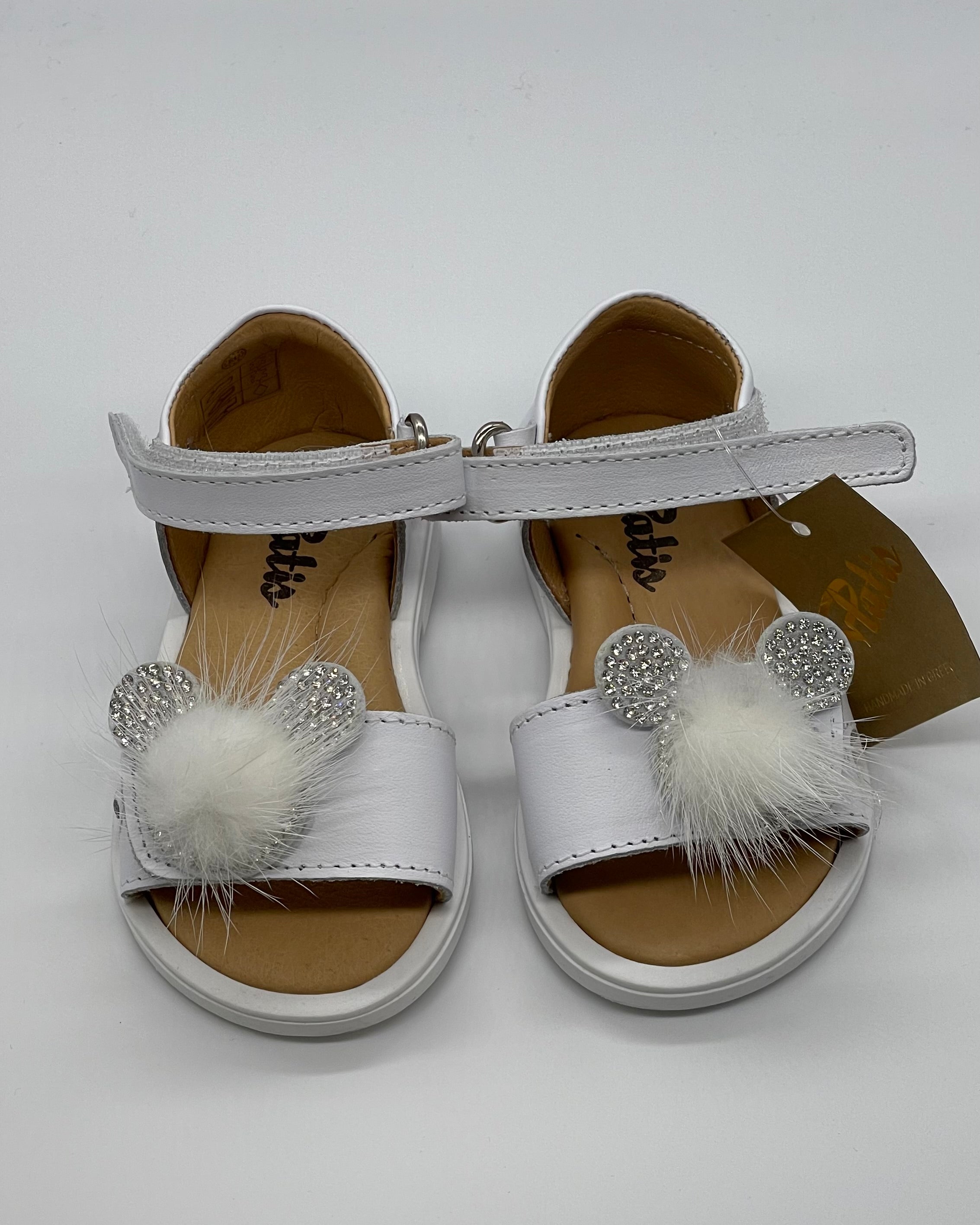 PLATIS - Sandalo bianco con con topolino in strass