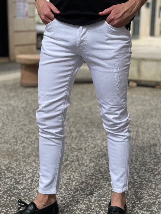 LIU-JO UOMO - Jeans slim in denim bianco