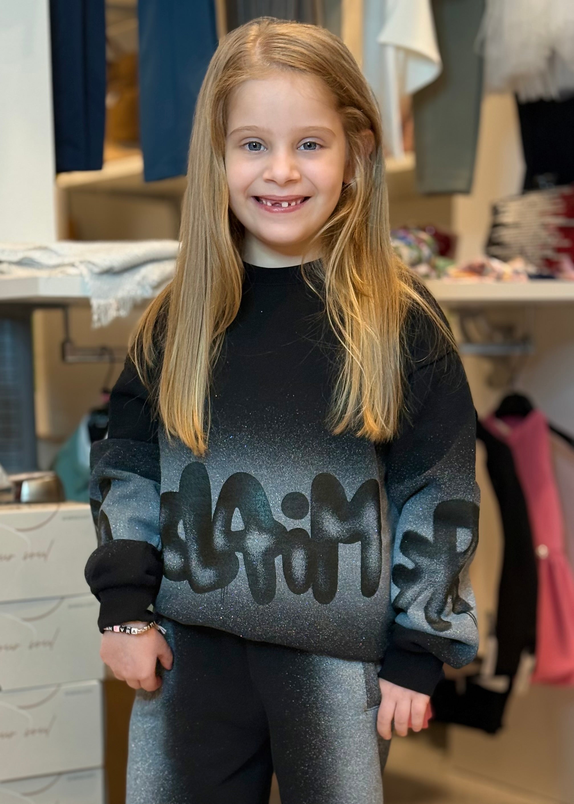 DISCLAIMER - Pantalone con logo in strass bambina