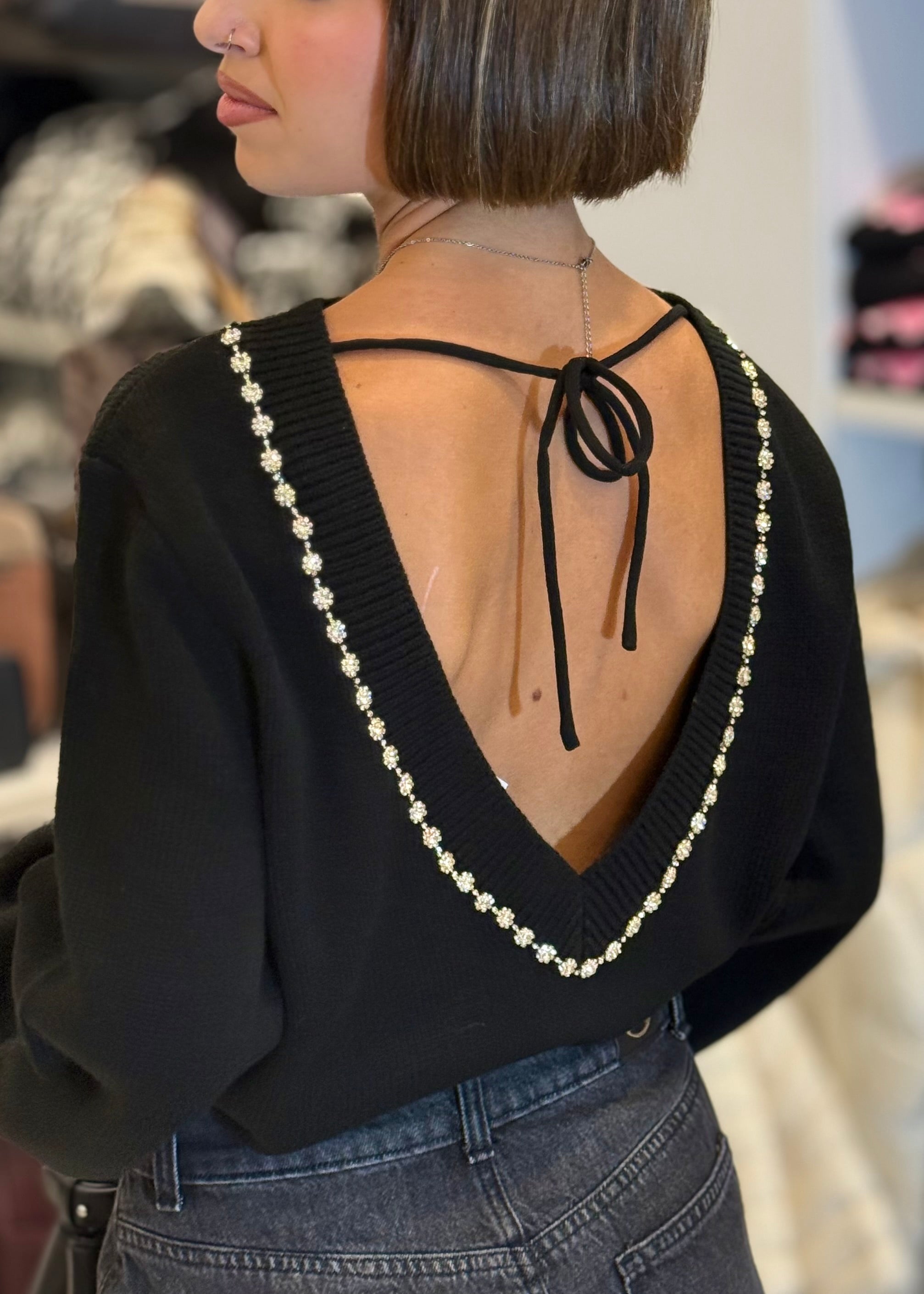 TRASH AND LUXURY - Maglia in lana con applicazioni in strass donna