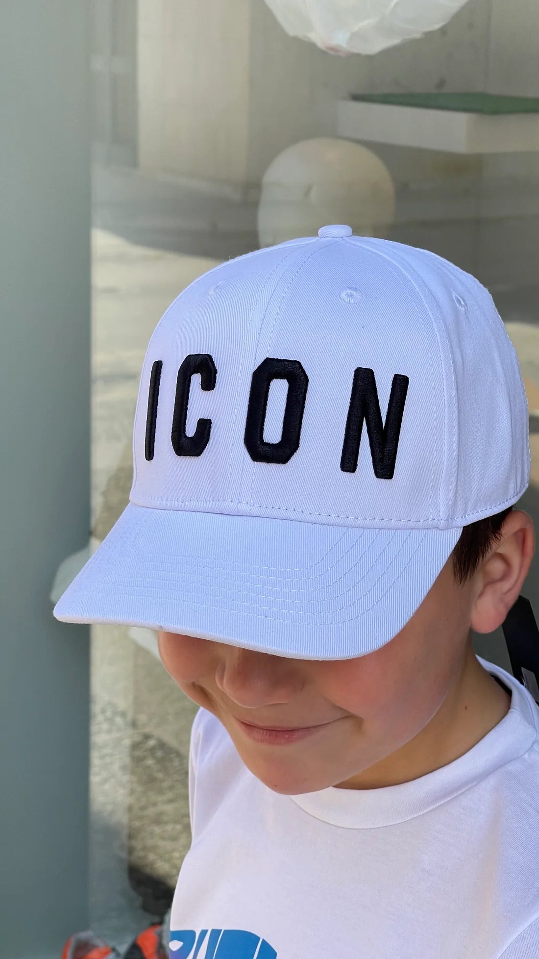 ICON - Cappello bianco con logo nero bambino/bambina