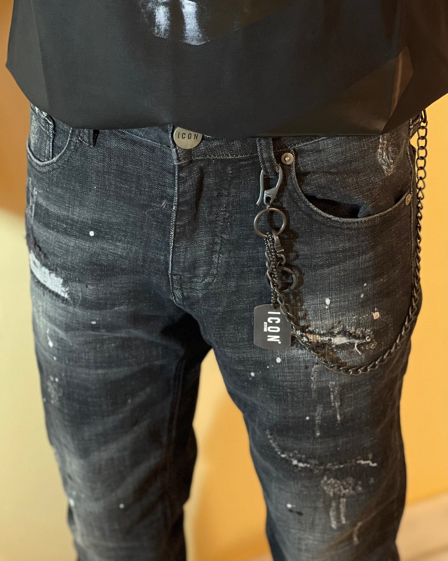 ICON - Jeans scuri effetto strappato uomo