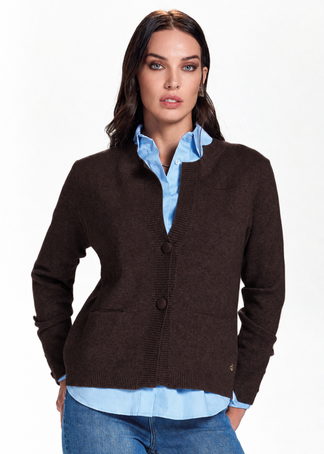 TAKE TWO - Cardigan con collo alla coreana