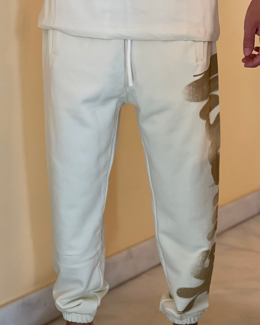 DISCLAIMER - Pantalone panna con maxi logo beige uomo