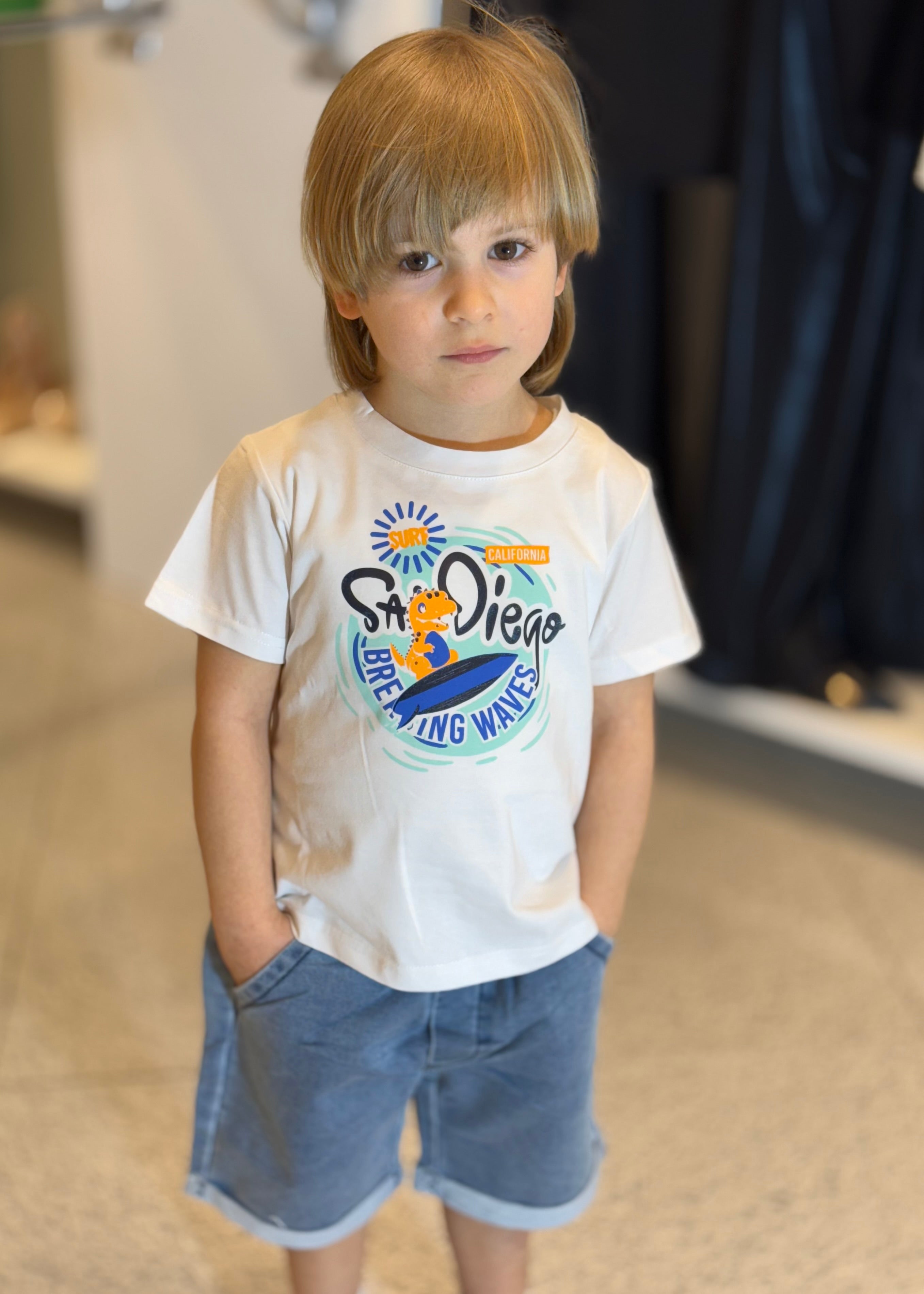 JAKY'S - SET COMPLETO - T-shirt bianca e short in jeans bambino