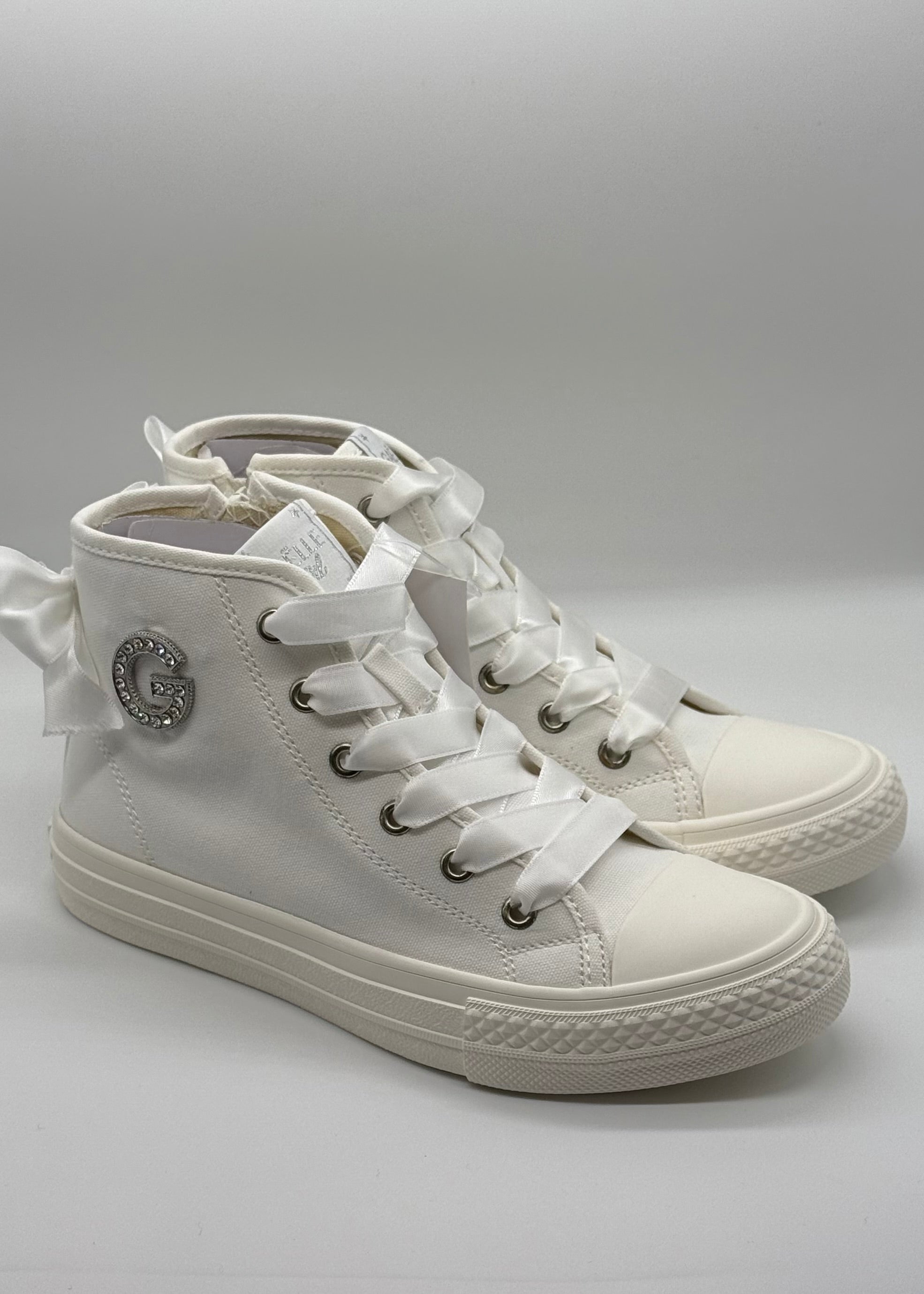 GAELLE - Sneakers bianca con fiocco in raso bambina