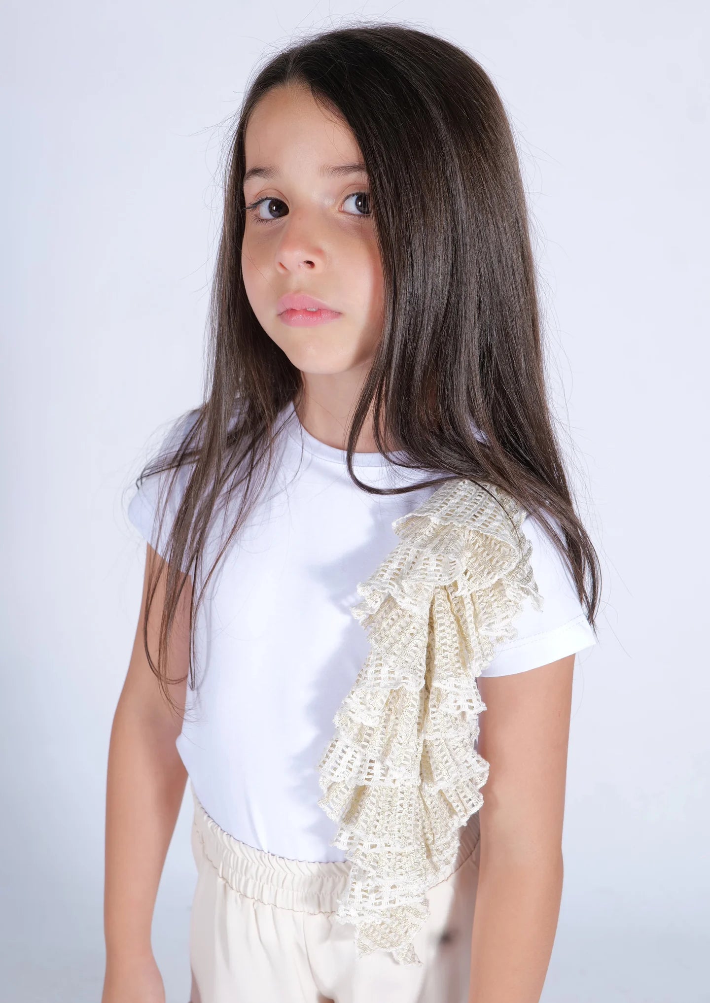 FUN FUN - T-shirt bianca con rouge oro bambina
