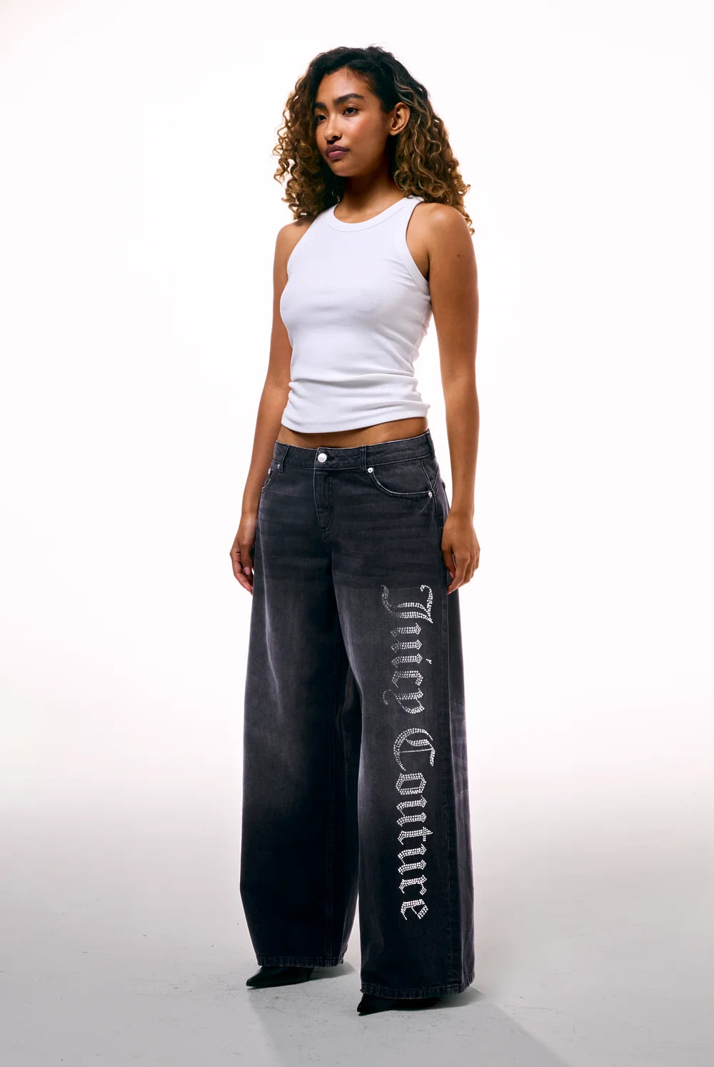 JUICY COUTURE - Jeans a palazzo con logo in strass donna