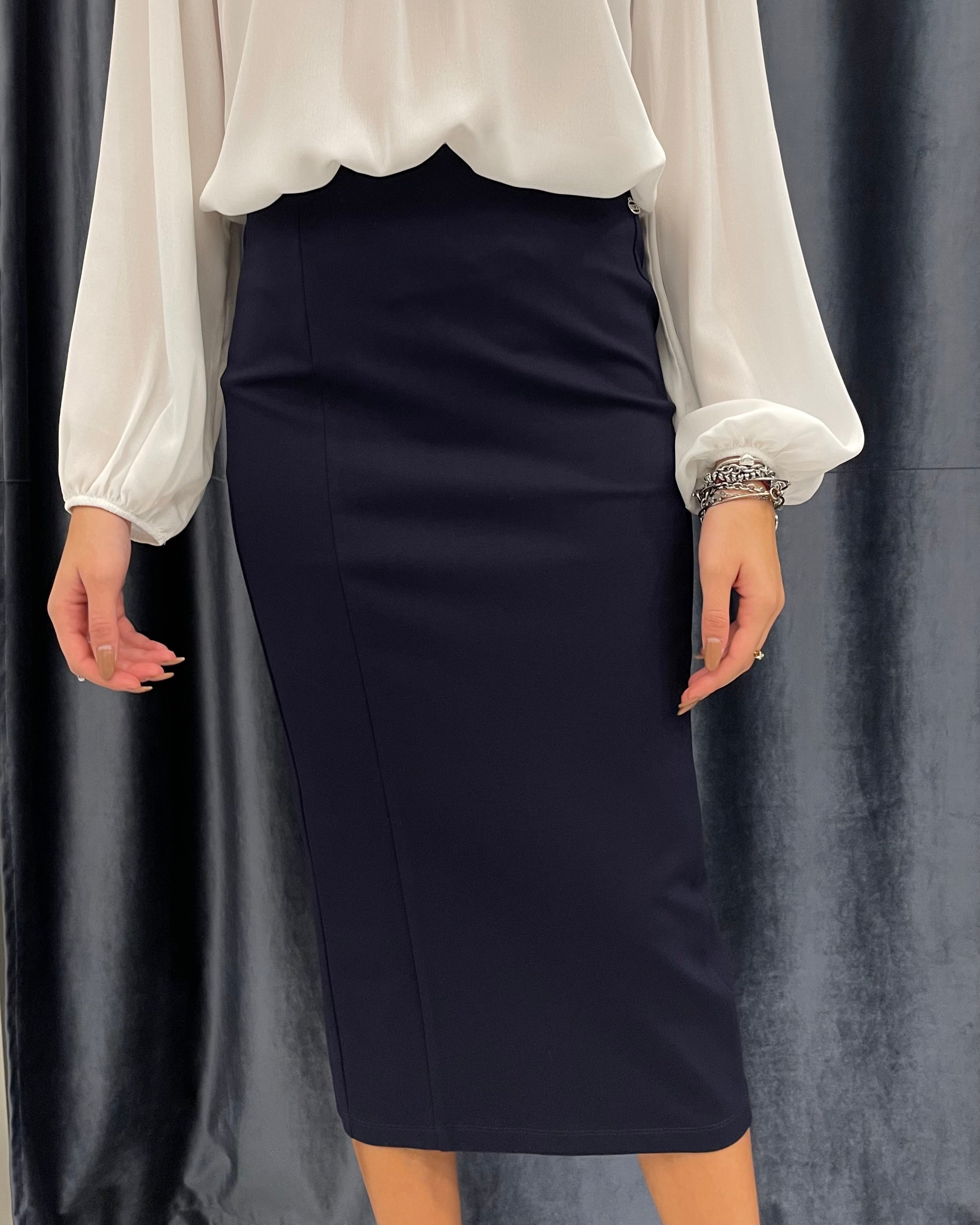 LE SARTE DEL SOLE - Gonna longuette blu notte donna