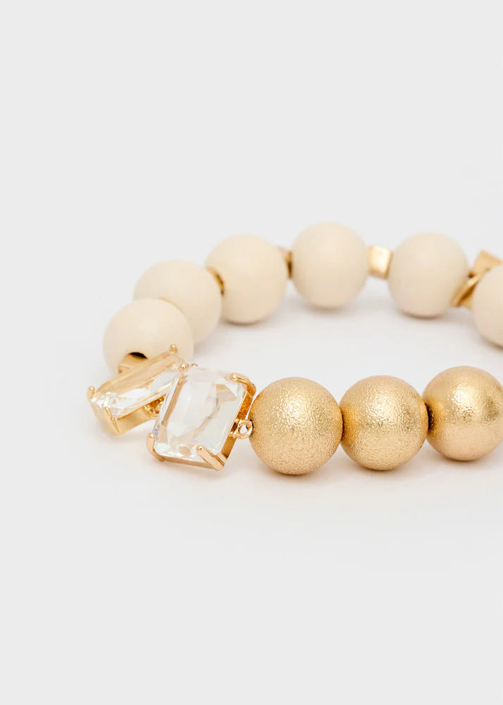 NALI - Bracciale BIG ELASTICO in legno oro