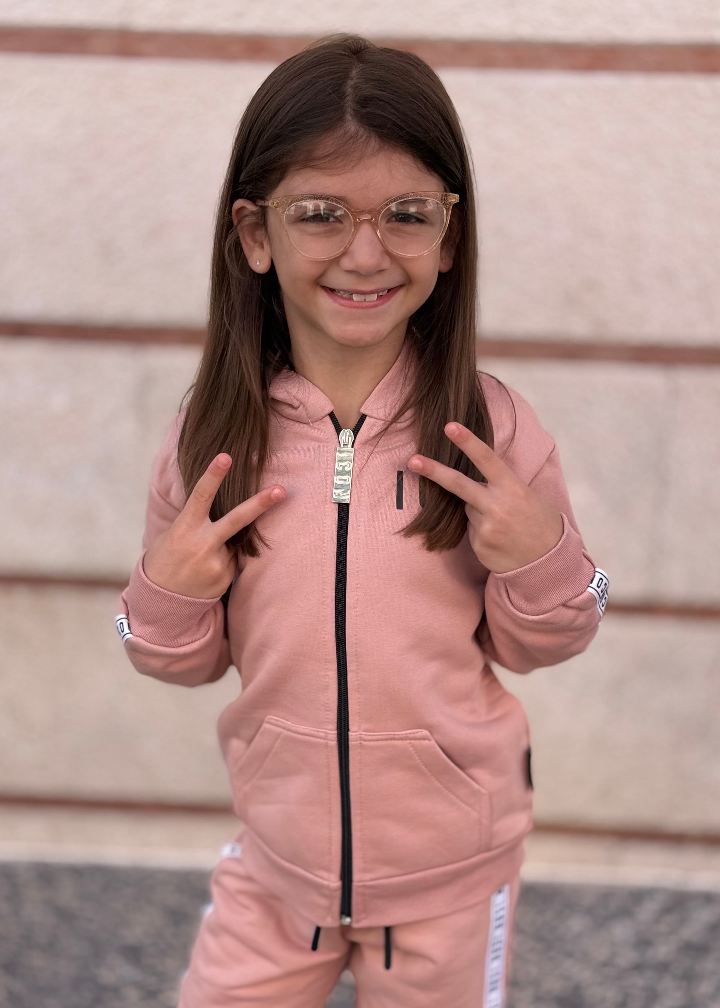 ICON - SET COMPLETO - Felpa con cappuccio e zip e pantalone bambina