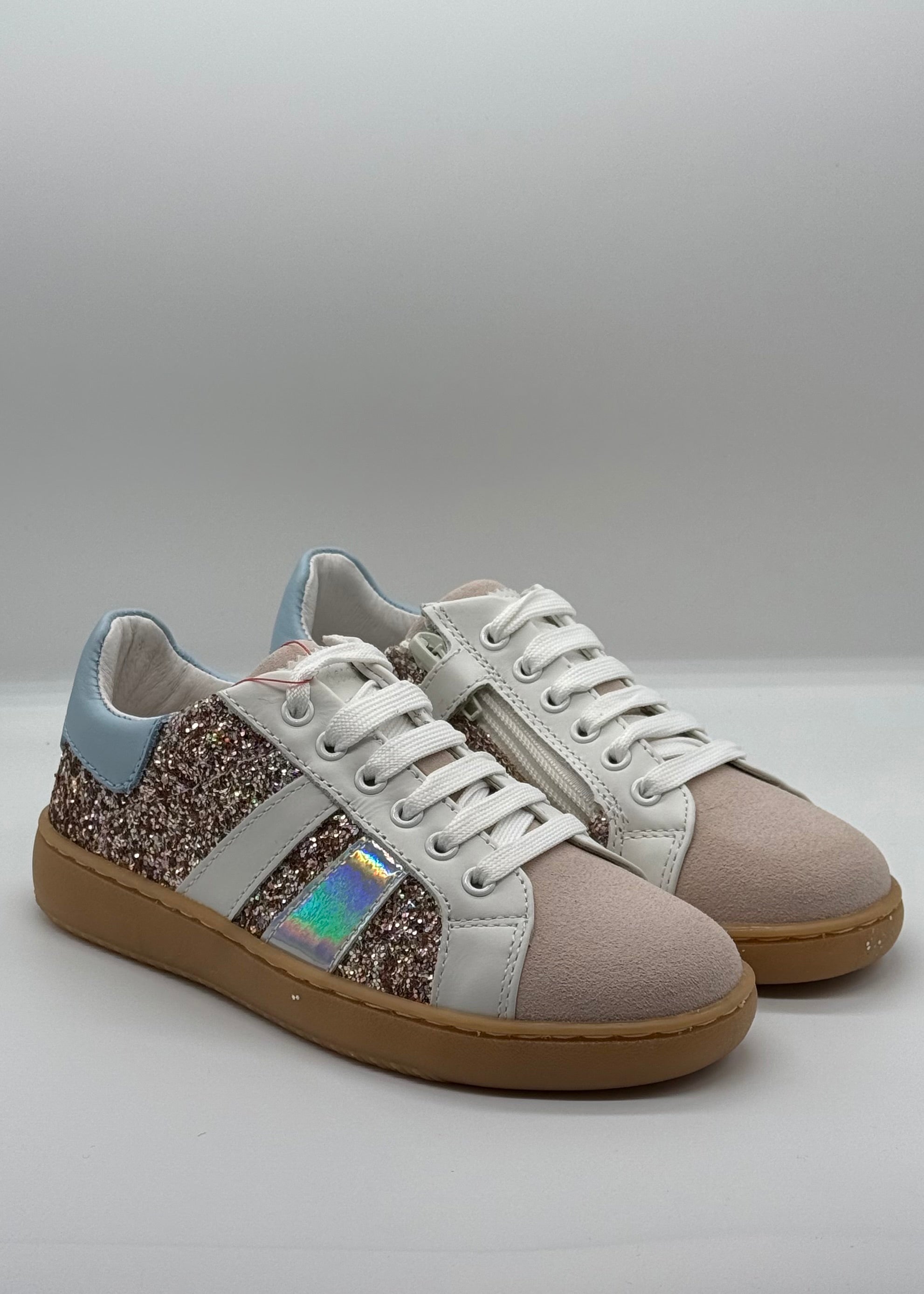 BALDUCCI - Sneakers rosa con glitter er effetto oleografico bambina