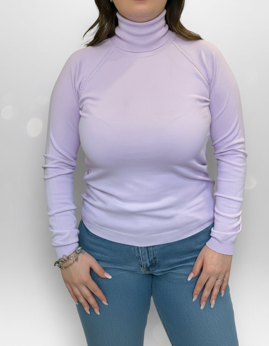 TEE TIME - Dolcevita lilla in lana rasata donna