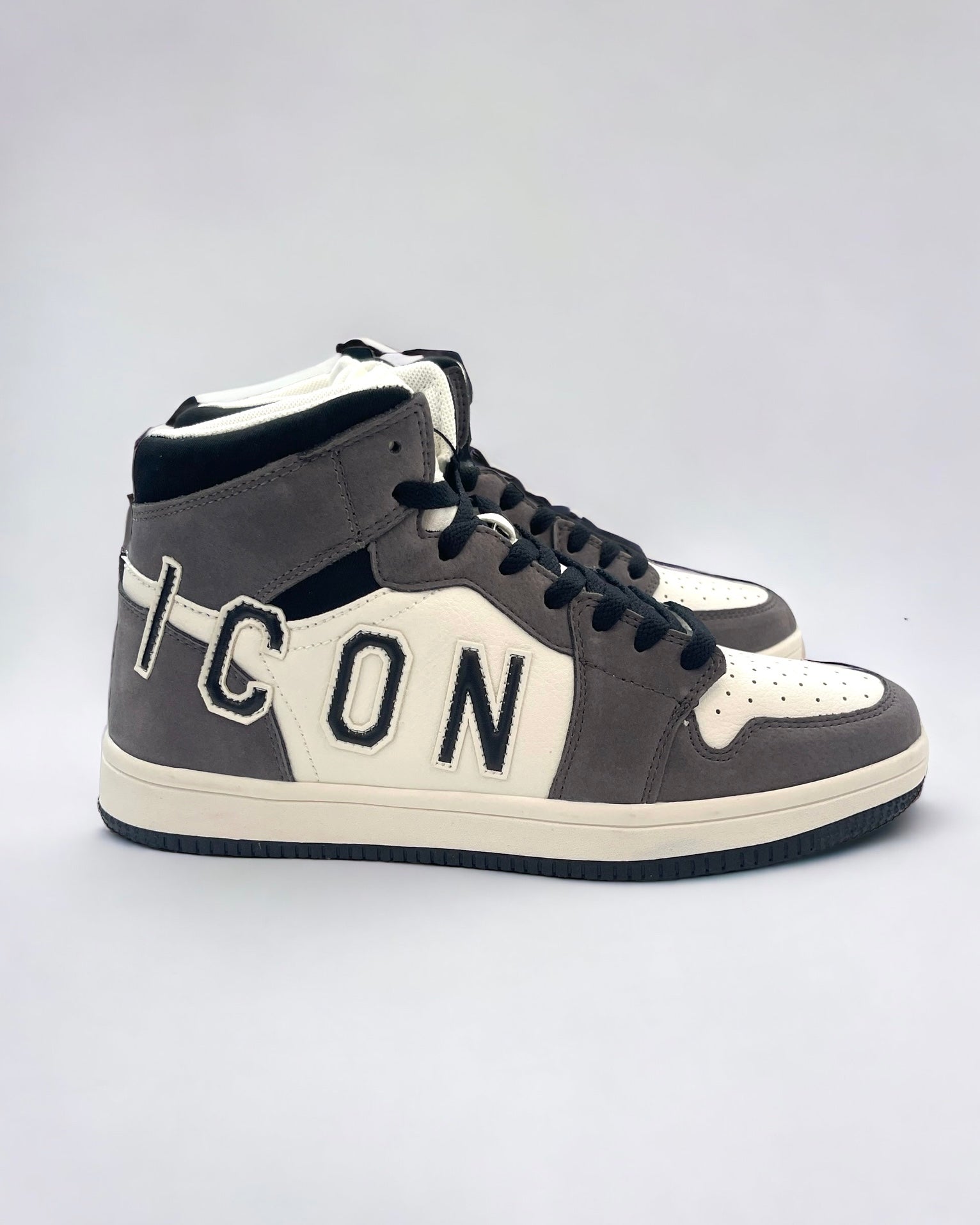 ICON - Sneakers alta grigia e bianca con logo
