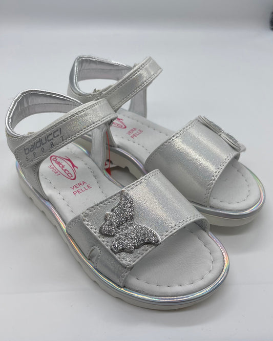 BALDUCCI SPORT -Sandalo bianco con farfalla glitter