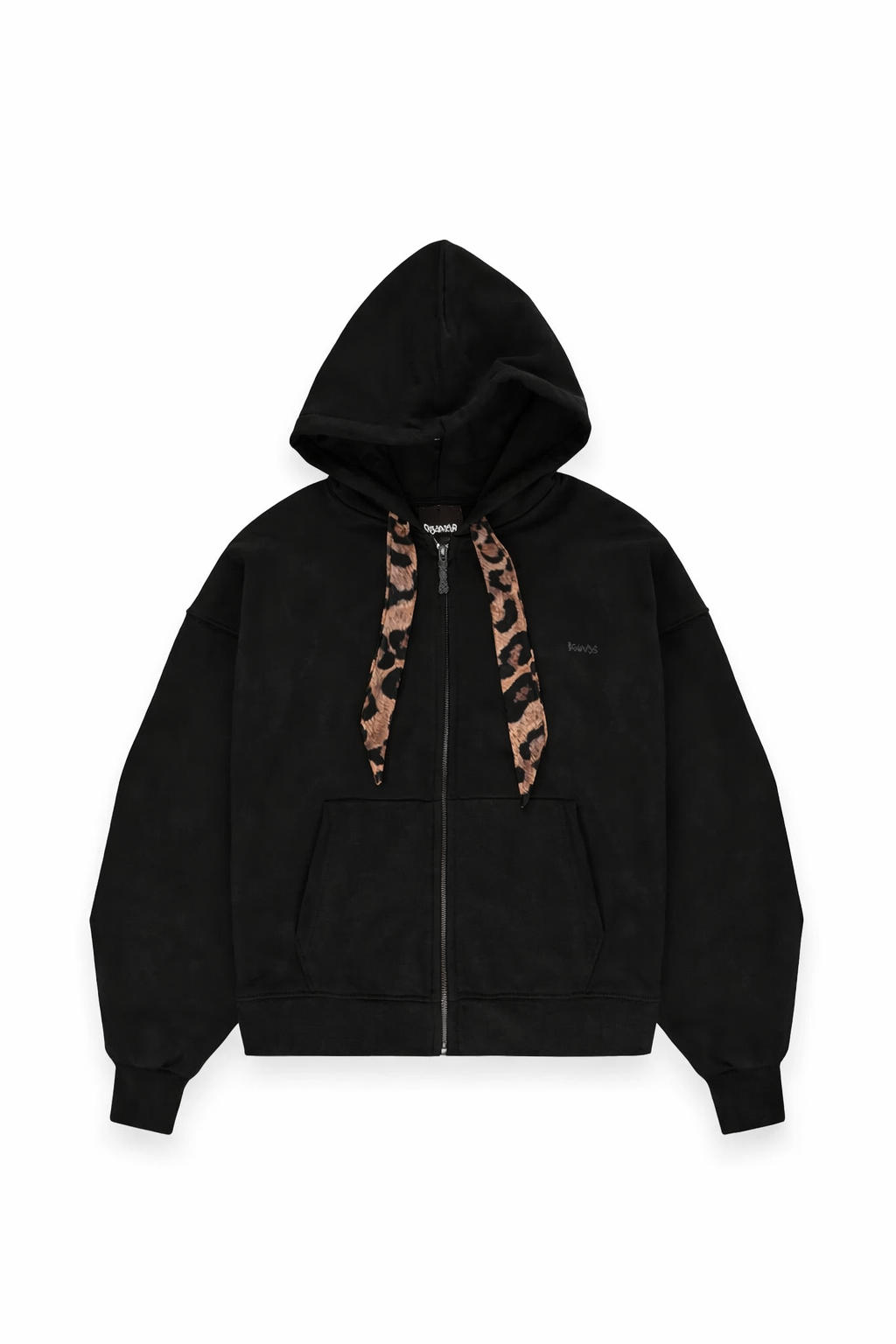 DISCLAIMER - Felpa con zip e cappuccio con laccio animalier donna