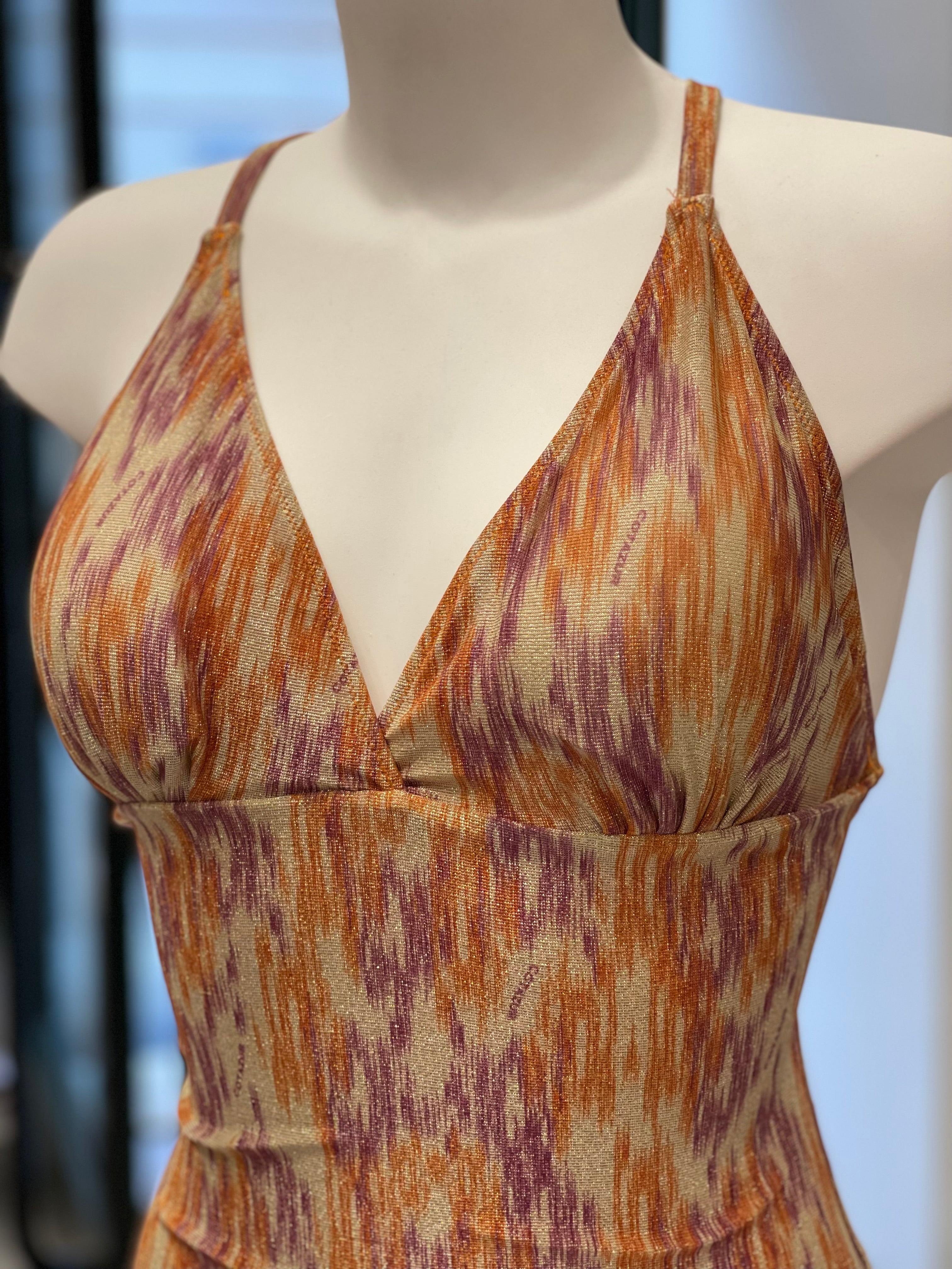 COTAZUR - CURVY - Monokini lurex arancione donna