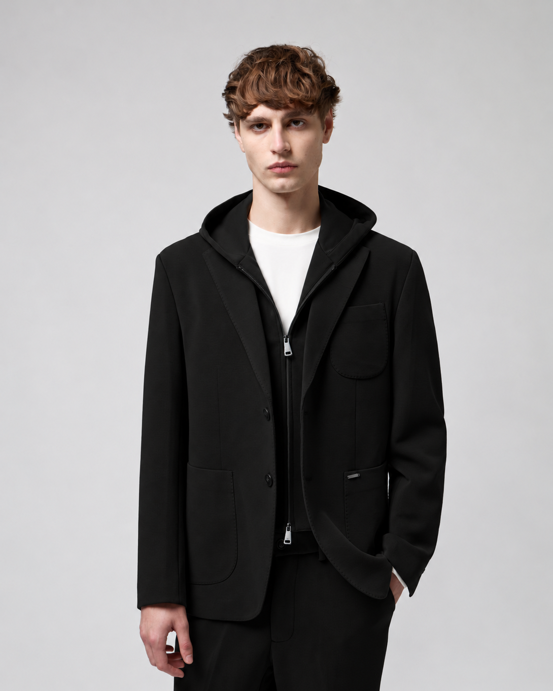 GIANNI LUPO - Blazer con cappuccio e pettorina removibile