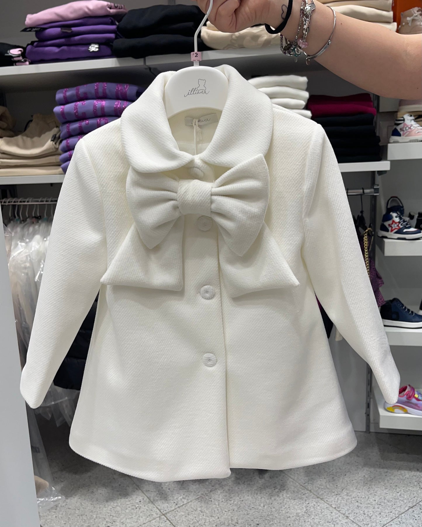 ILLIANA - Cappottino bianco con fiocco bianco
