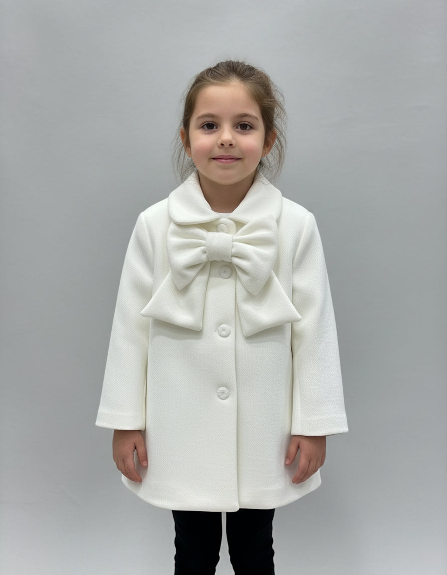 ILLIANA - Cappottino bianco con fiocco bianco