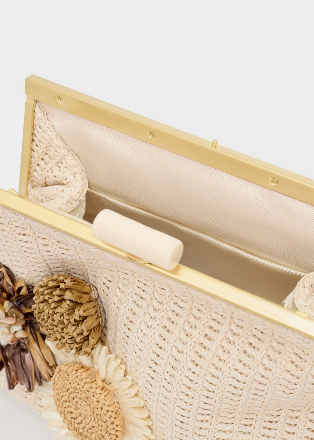 NALI - Pochette MARBELLA in paglia con fiori