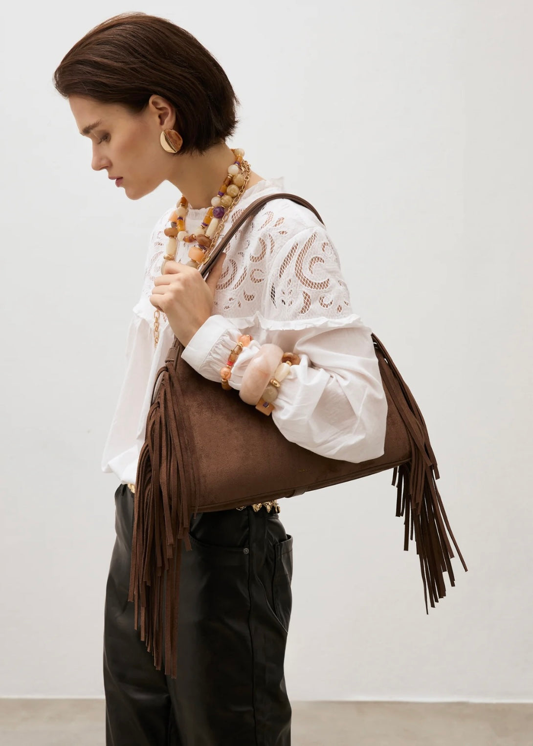 NALI - Borsa DALLAS a spalla con frange