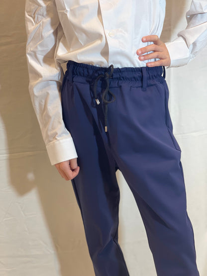 NEVER TOO - Pantalone blu con elastico in vita