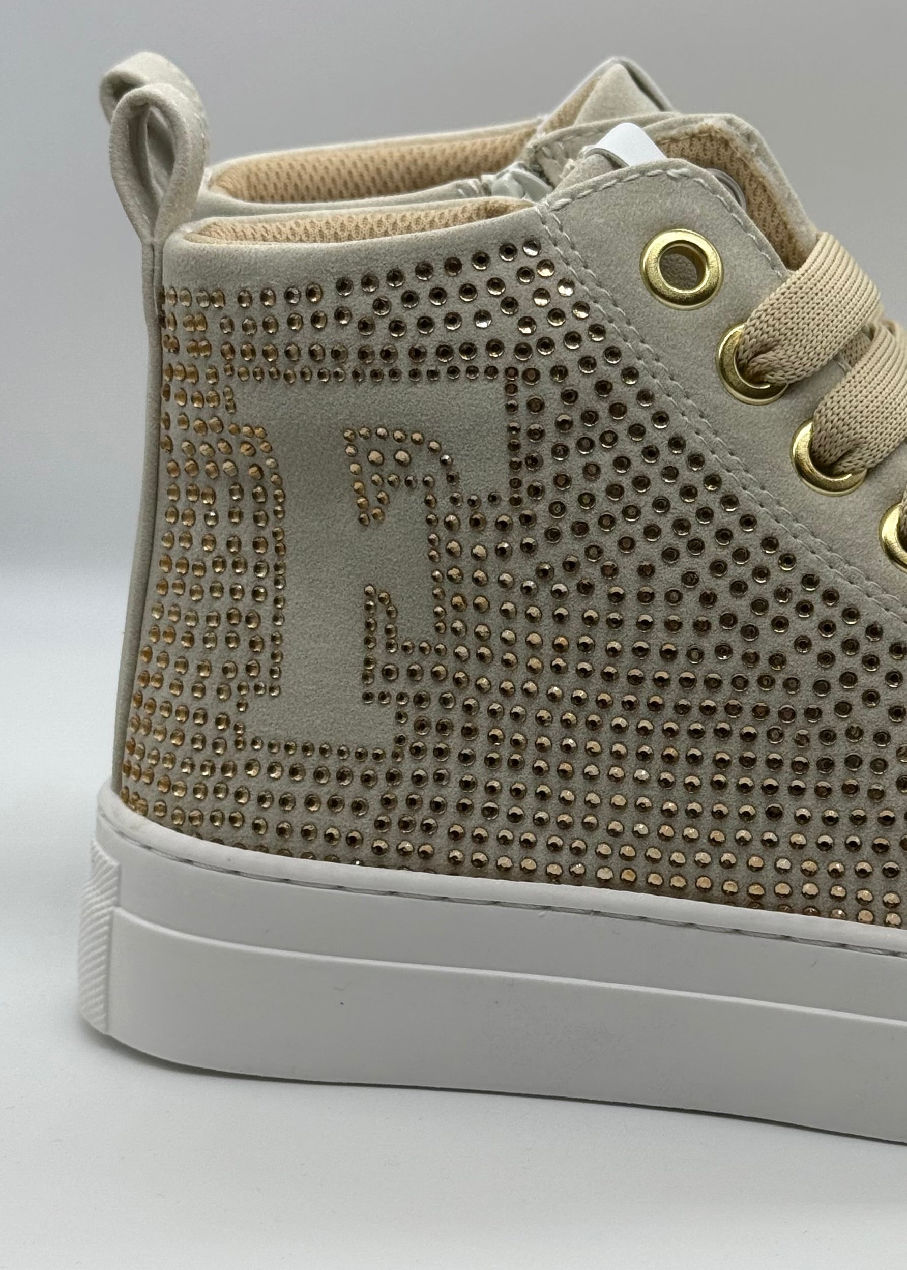 FERRE - Sneakers alta beige con strass