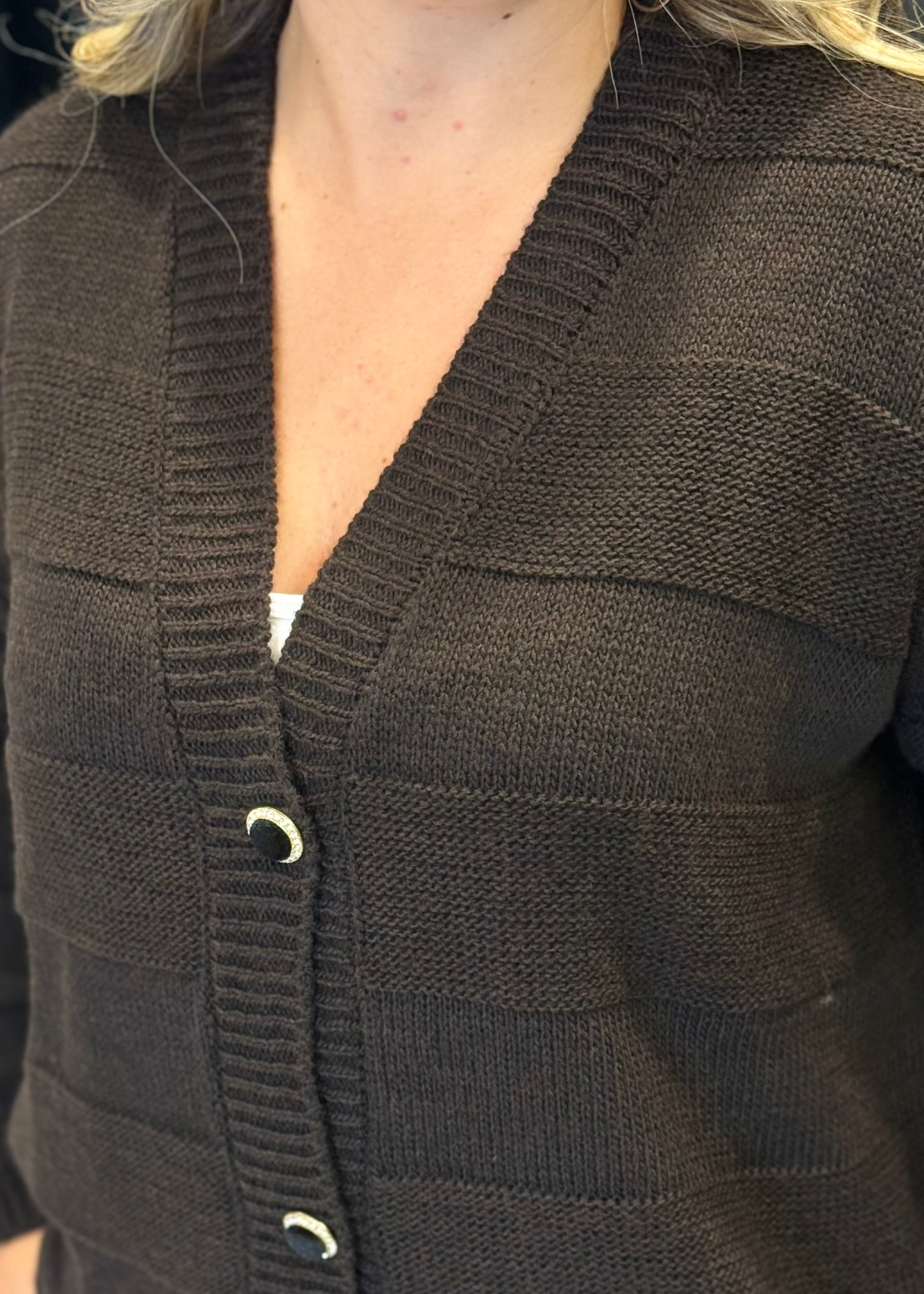 ZAHJR - Cardigan in lana con bottoni gioiello donna