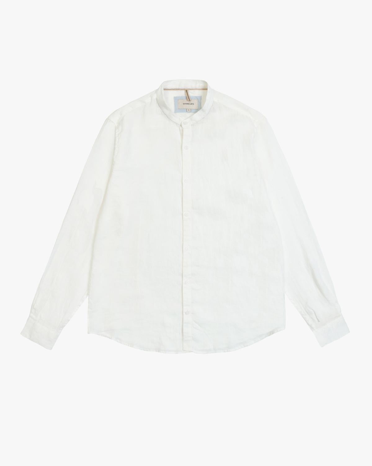 GIANNI LUPO - Camicia bianca in lino coreana uomo