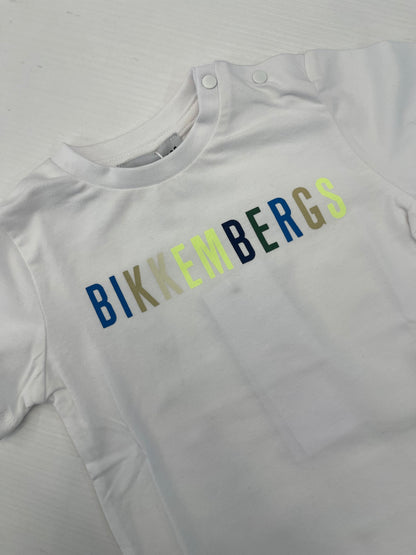 BIKKEMBERGS - T-shirt con logo multicolor e bottoni