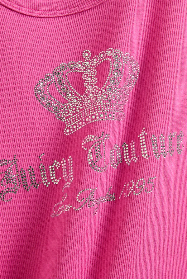 JUICY COUTURE - Canotta con logo e corona in strass donna