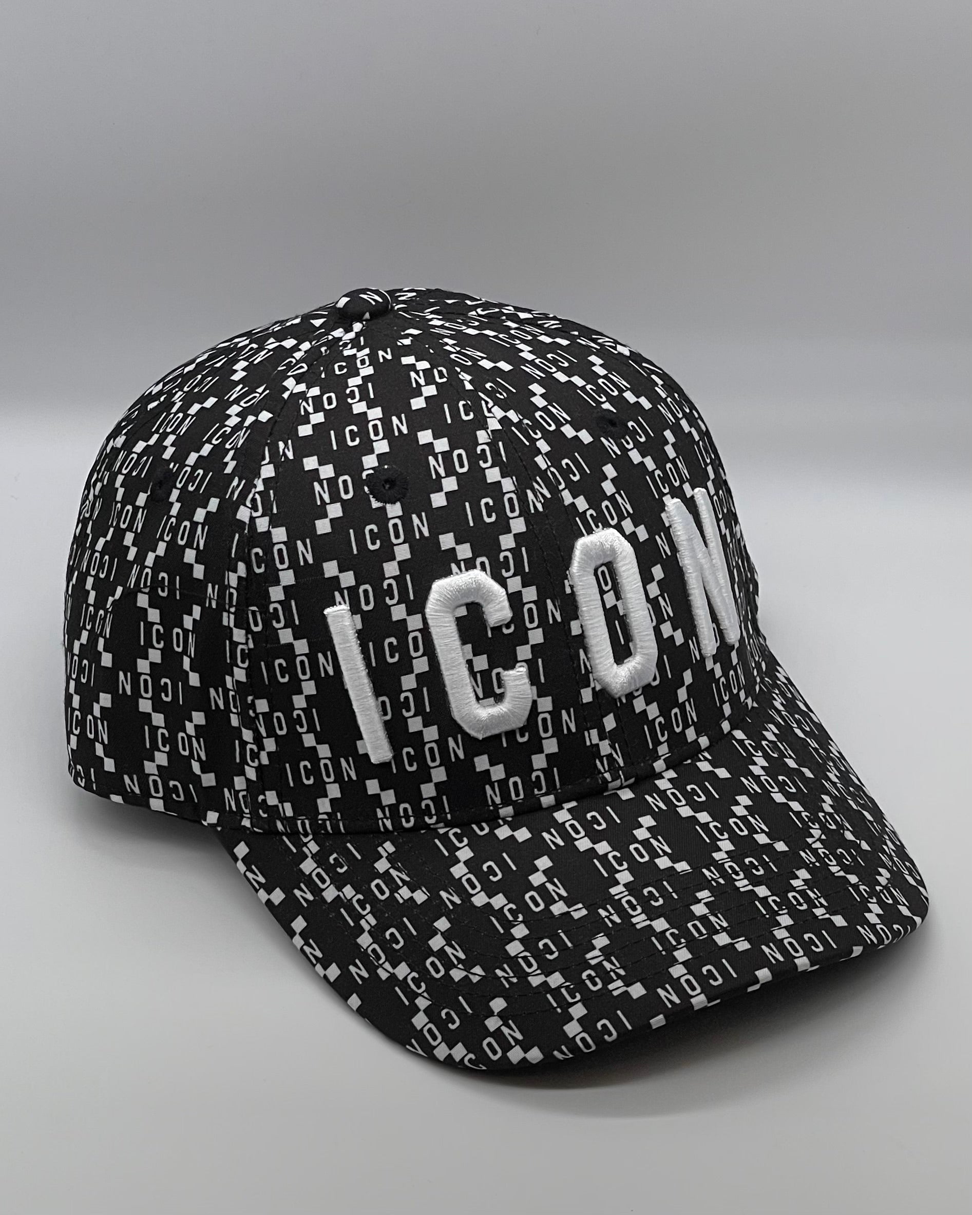 ICON - Cappello nero logato bianco uomo