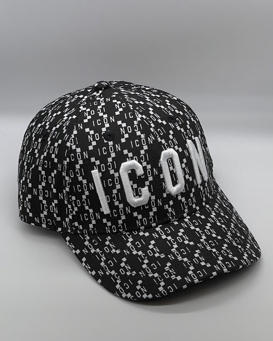 ICON - Cappello nero logato bianco