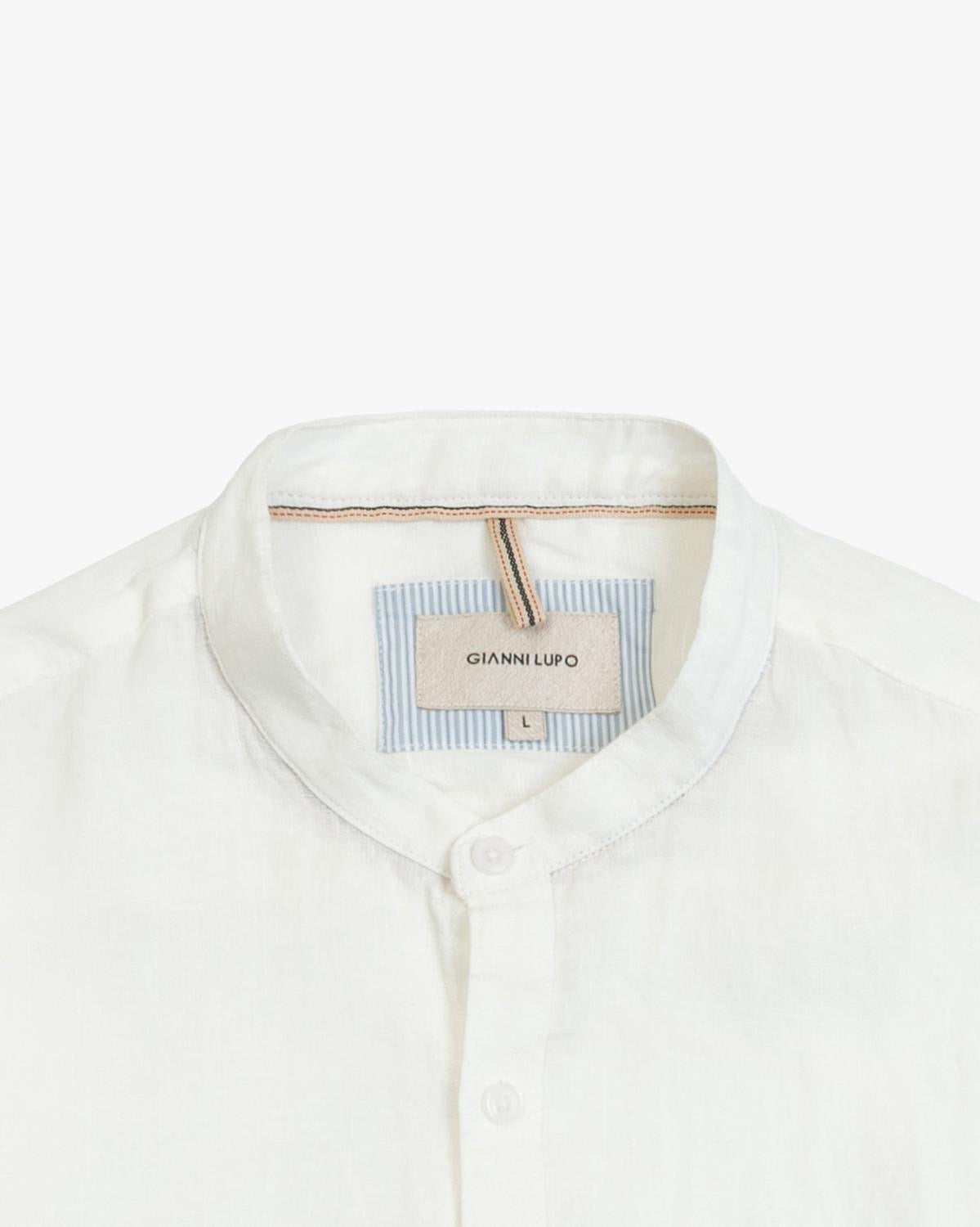 GIANNI LUPO - Camicia bianca in lino coreana uomo