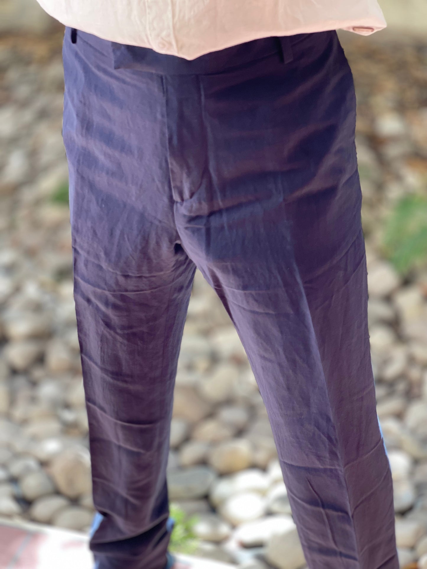 LIU-JO UOMO - Pantalone abito blu in lino uomo