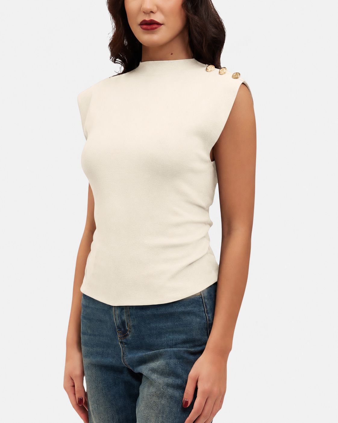 KORALLINE - Maglia smanicata con bottoni donna