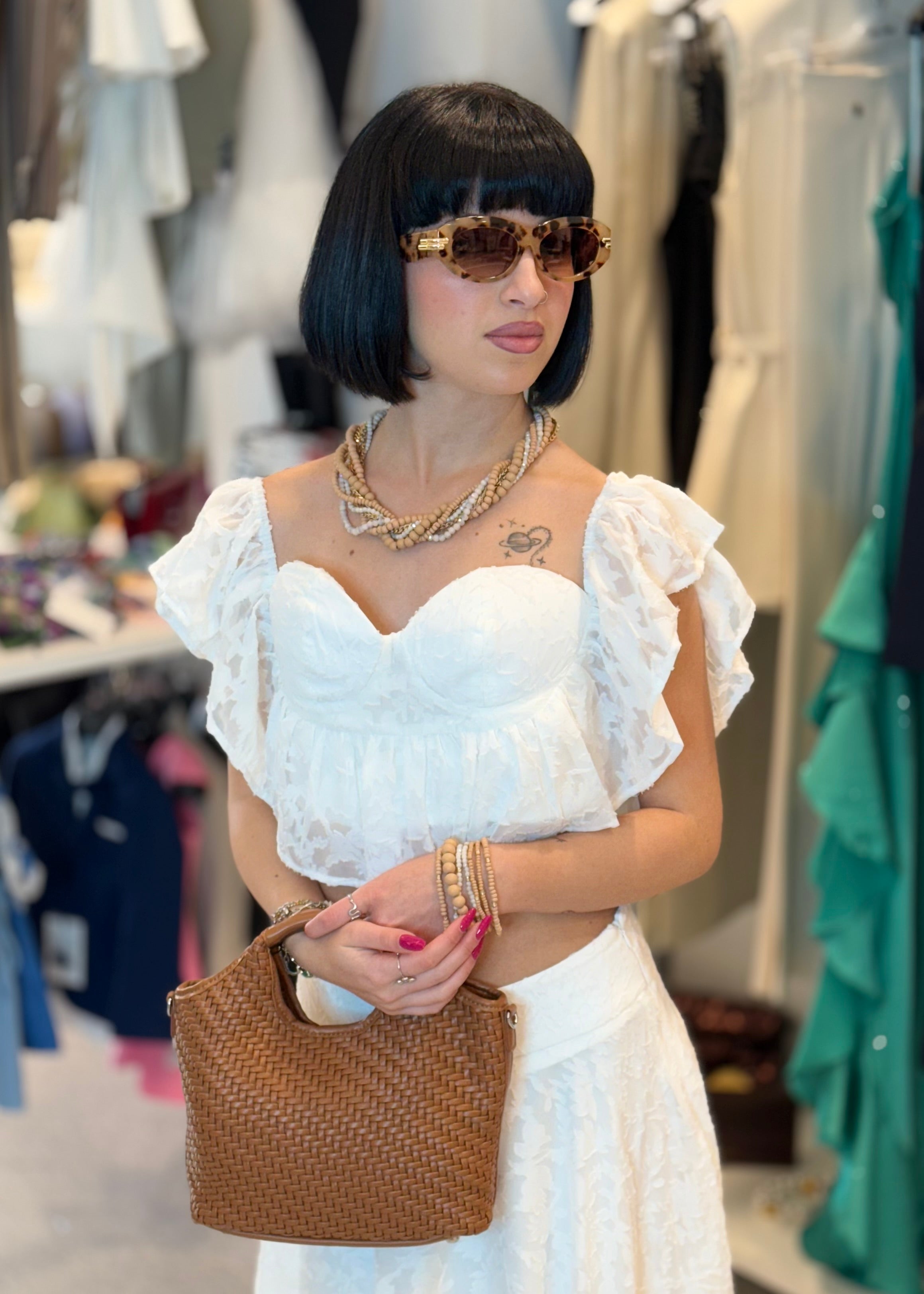 NALI - Set bracciali elastici in legno con pietre