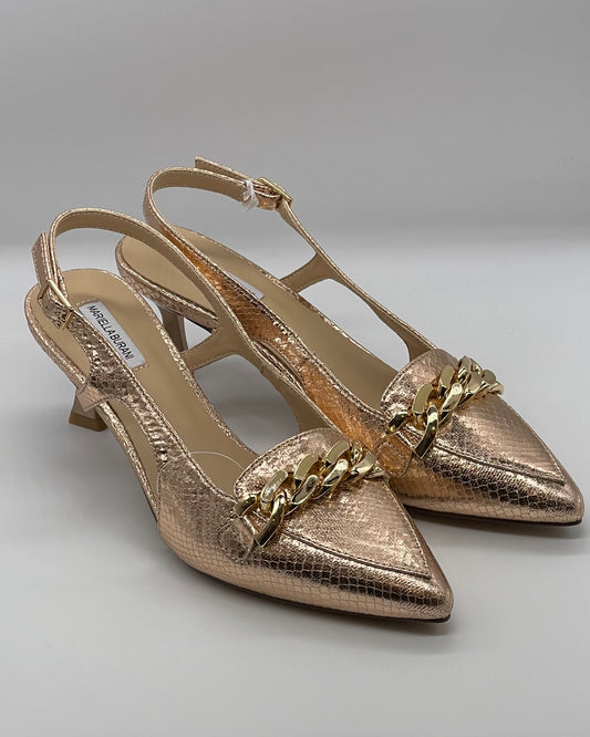 MARIELLA BURANI - Scarpa elegante oro con catena decorativa