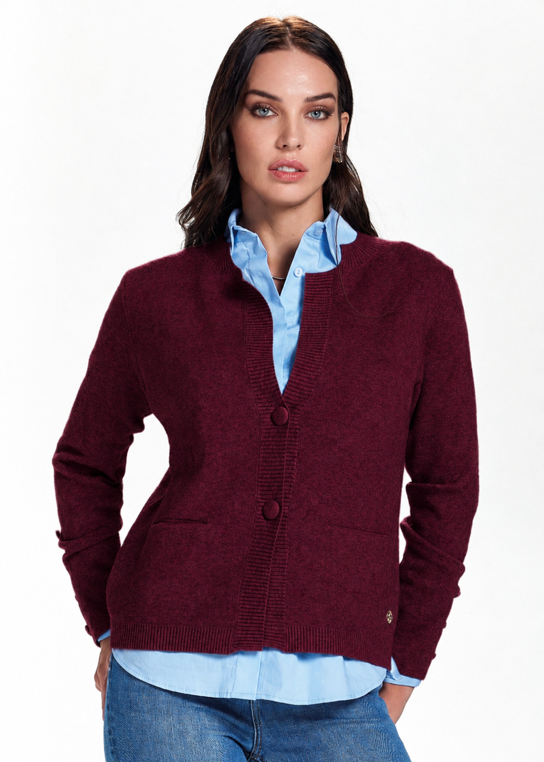 TAKE TWO - Cardigan con collo alla coreana